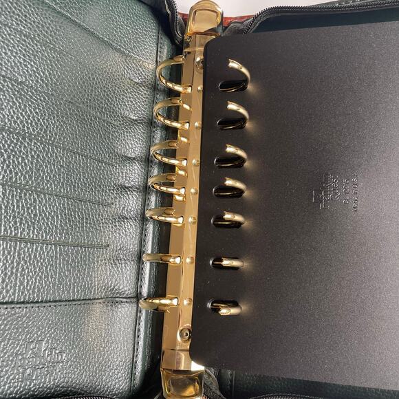 Franklin Quest Verona Leather 7-Ring Planner Binder Green Brown Made in USA - Picture 7 of 13